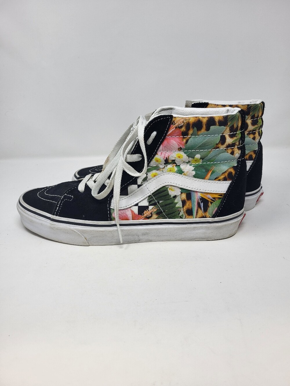 Vans Sk8-Hi Tropical Animal Check High Top Sneakers Men's 9 500714 Black Suede